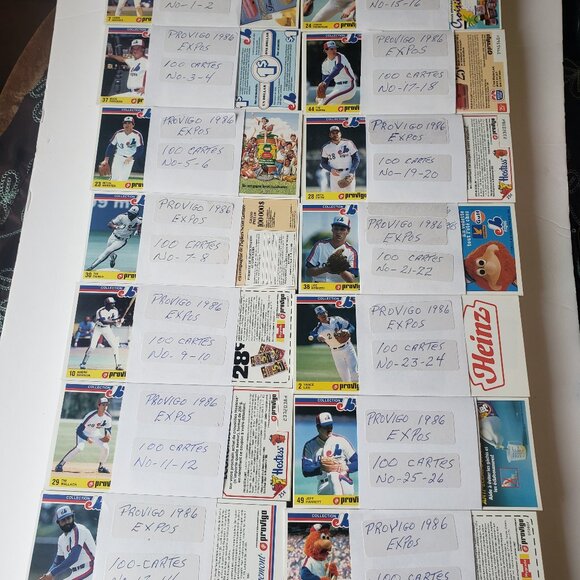 100 Sets! of Uncut Provigo Baseball Cards 1986 Montreal Expos 28 Cards Per Set - Picture 1 of 10
